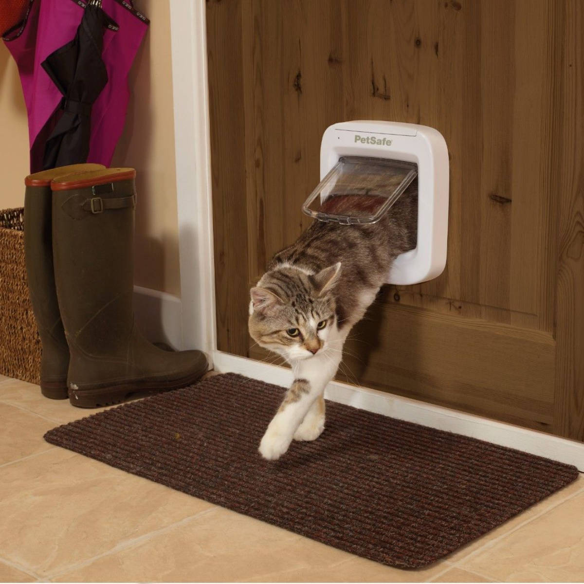 Puerta Abatible Gatos Mascotas Puerta perro pequeño Seguridad Gatera