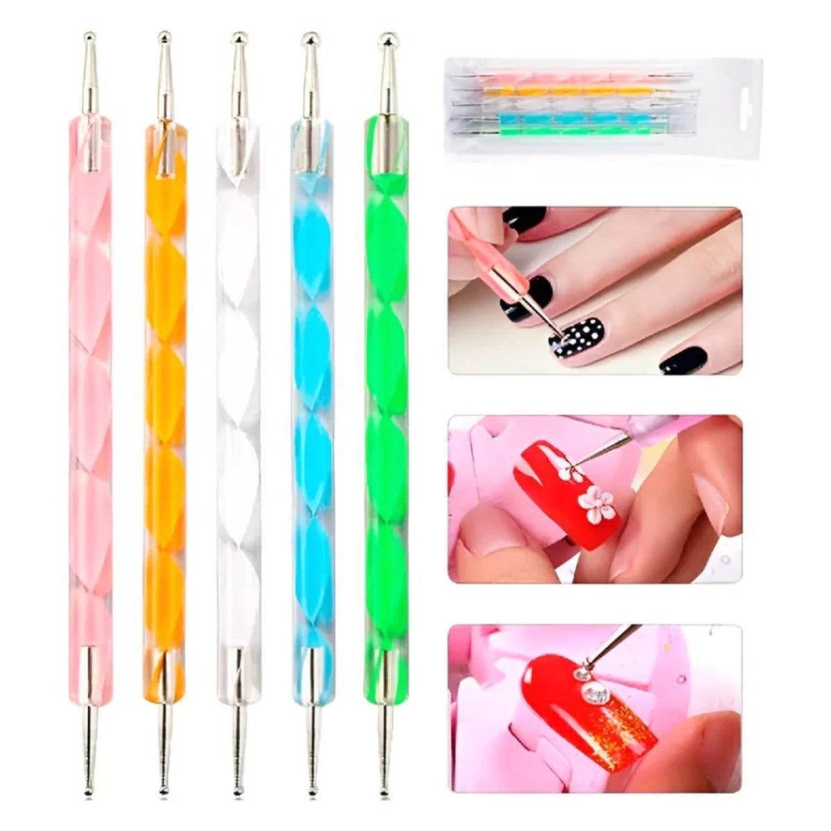 Set 5 Punteros Nail Art Accesorios Para Manicure Decoración Uñas