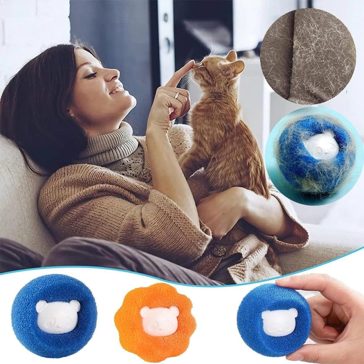 Set 8 Removedores De Pelos de Mascotas Quita Pelo Pelusa Lavadora