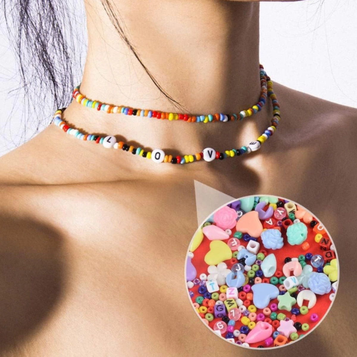 Set De Cuentas Para Hacer Pulseras Collar Accesorios Bisutería