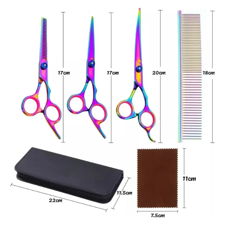 Set Tijeras Peluqueria Canina Kit Corte Pelo Mascotas Perros