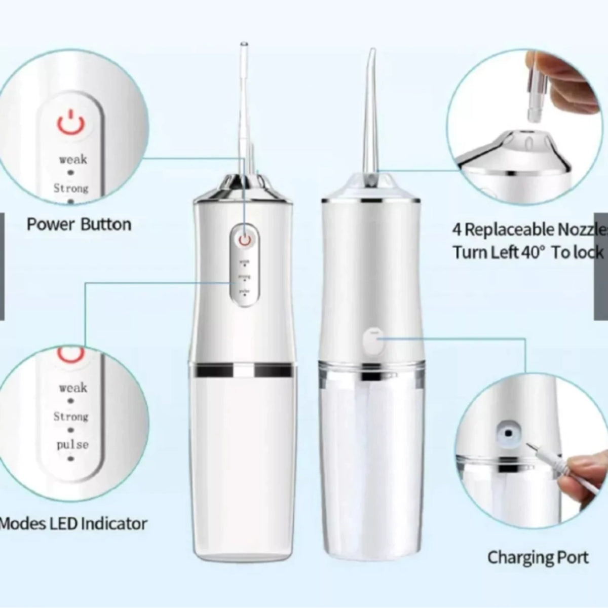 Irrigador bucal portátil limpiador para higiene dental