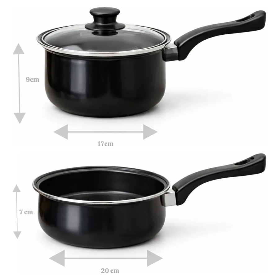 Juego Bateria Cocina 7 Piezas Set Sarten Ollas Tapa Vidrio
