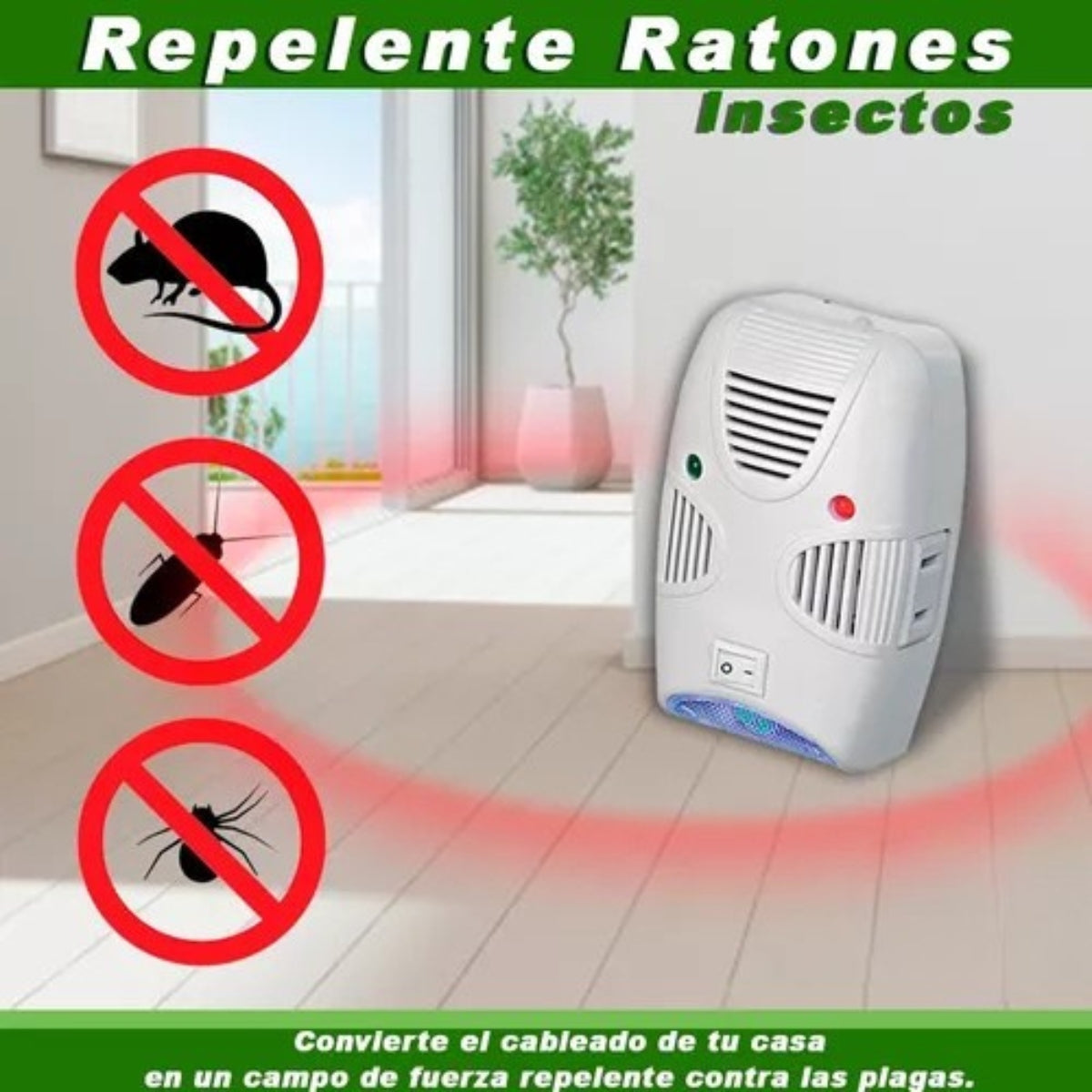 Repelente Ultrasonido Para Ratones Repelente Ratas Verde
