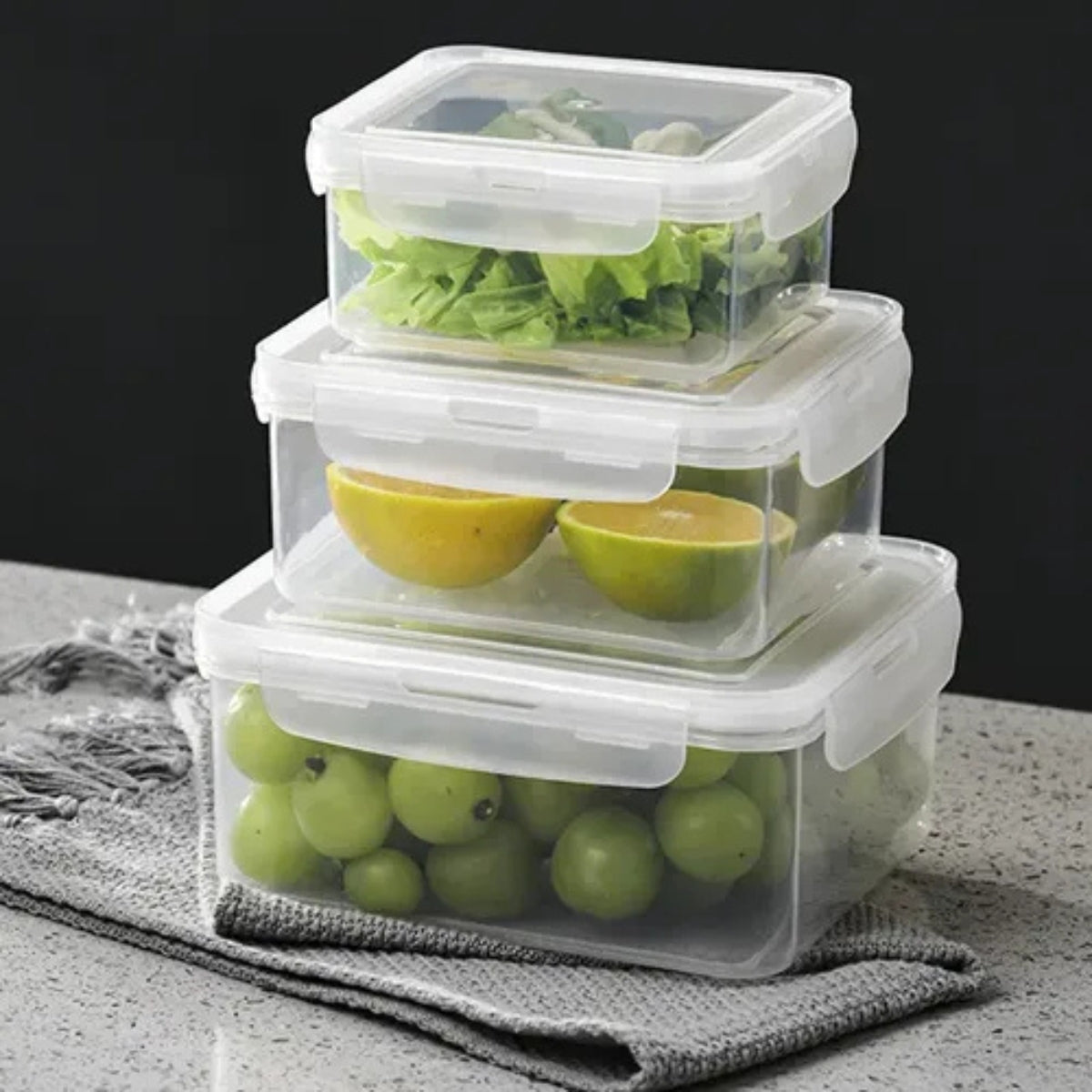 Set 3 Taper Hermetico Plastico Contenedor De Comida Tapper