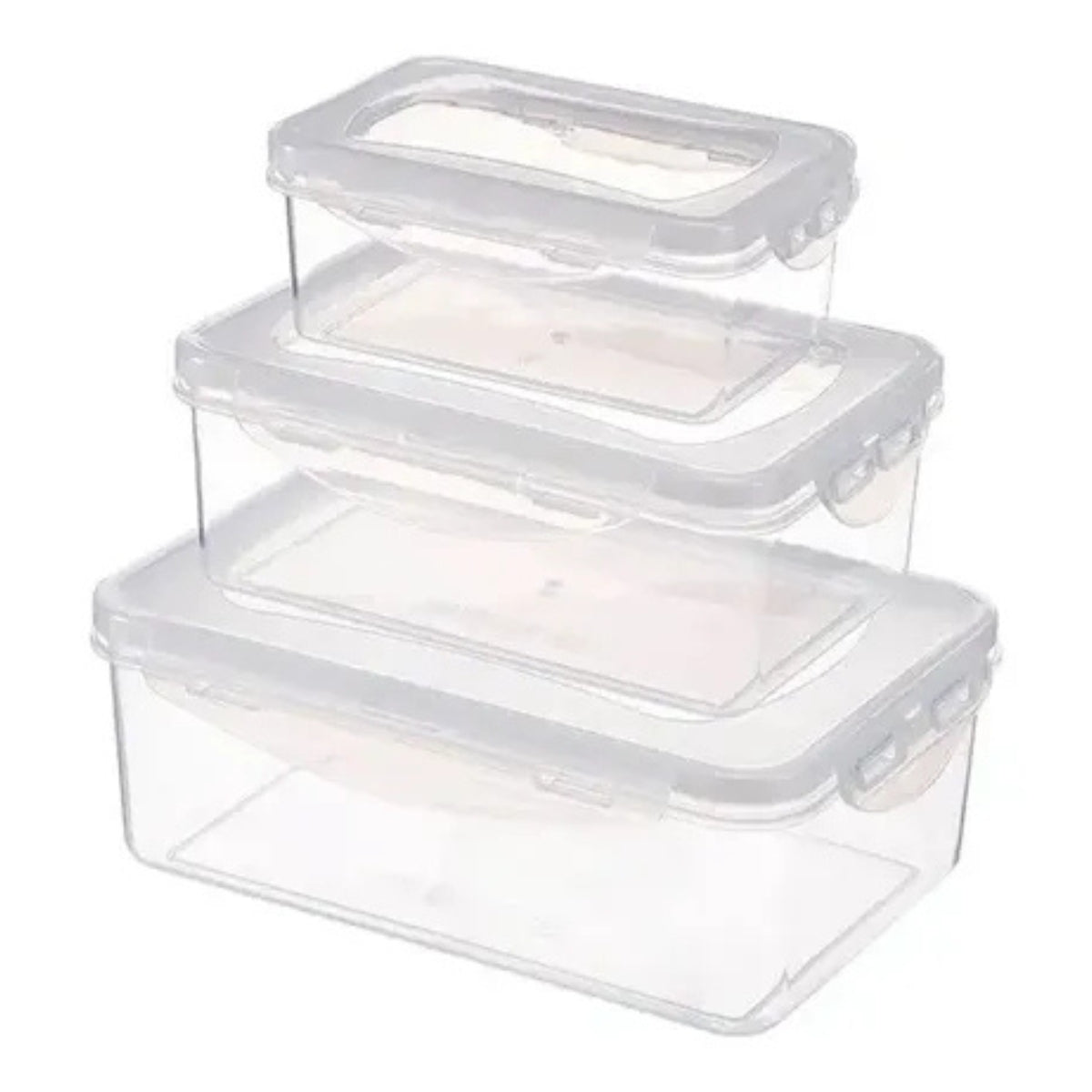 Set 3 Taper Hermetico De Plastico Envase Contenedor Comida