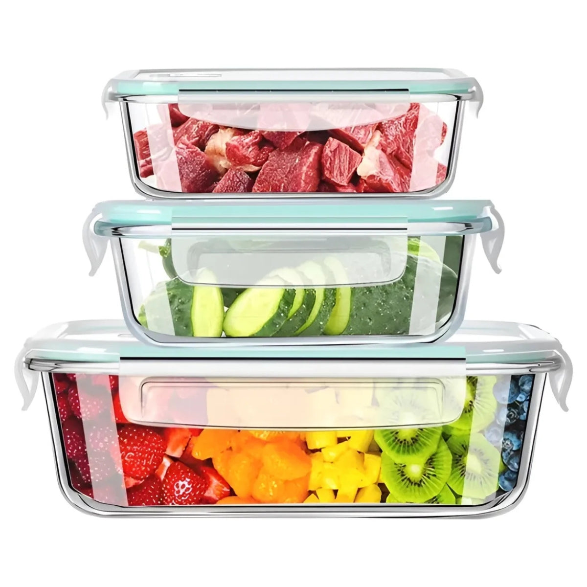 Set 3 Taper Vidrio Contenedor Hermetico Para Comida Tapper