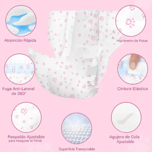 10 Pañales Para Perros Hembra Pañal Comodidad y Higiene Mascotas pañal Desechables