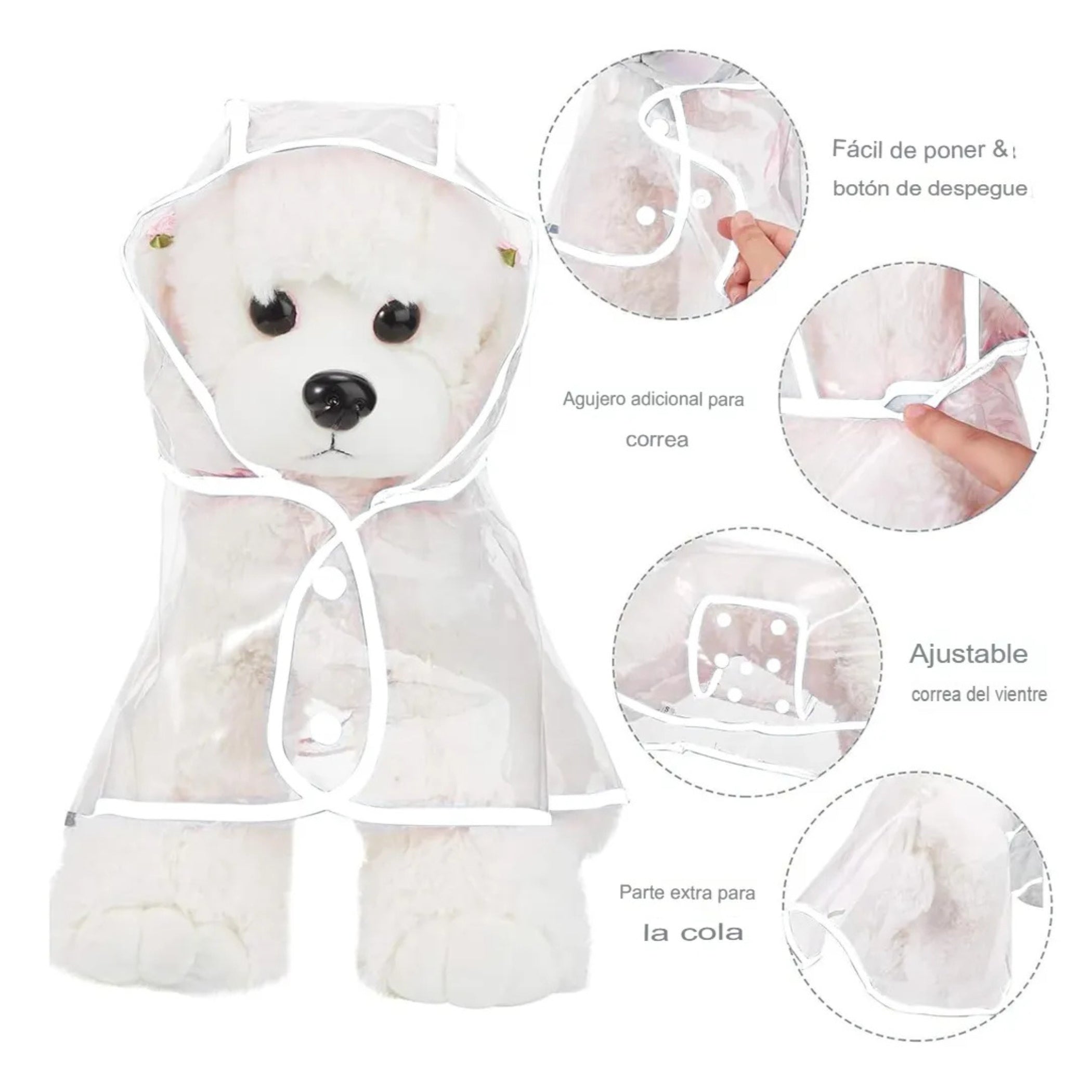 Capa De Lluvia Impermeable Transparente Para Perros Mascotas