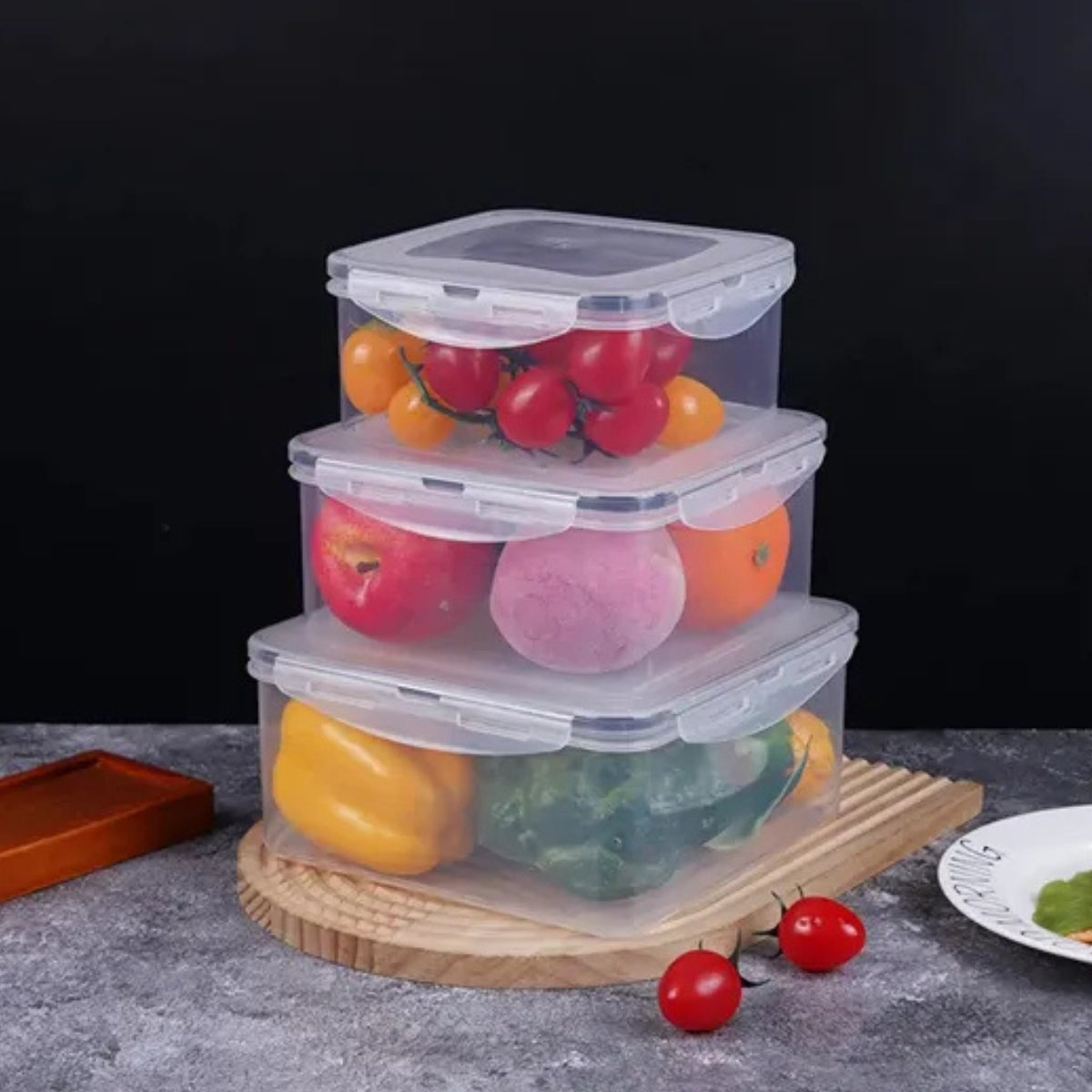 Set 3 Taper Hermetico Plastico Contenedor De Comida Tapper