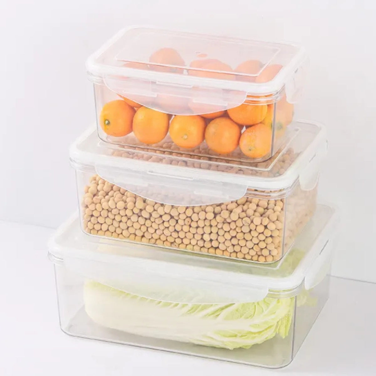 Set 3 Taper Hermetico De Plastico Envase Contenedor Comida