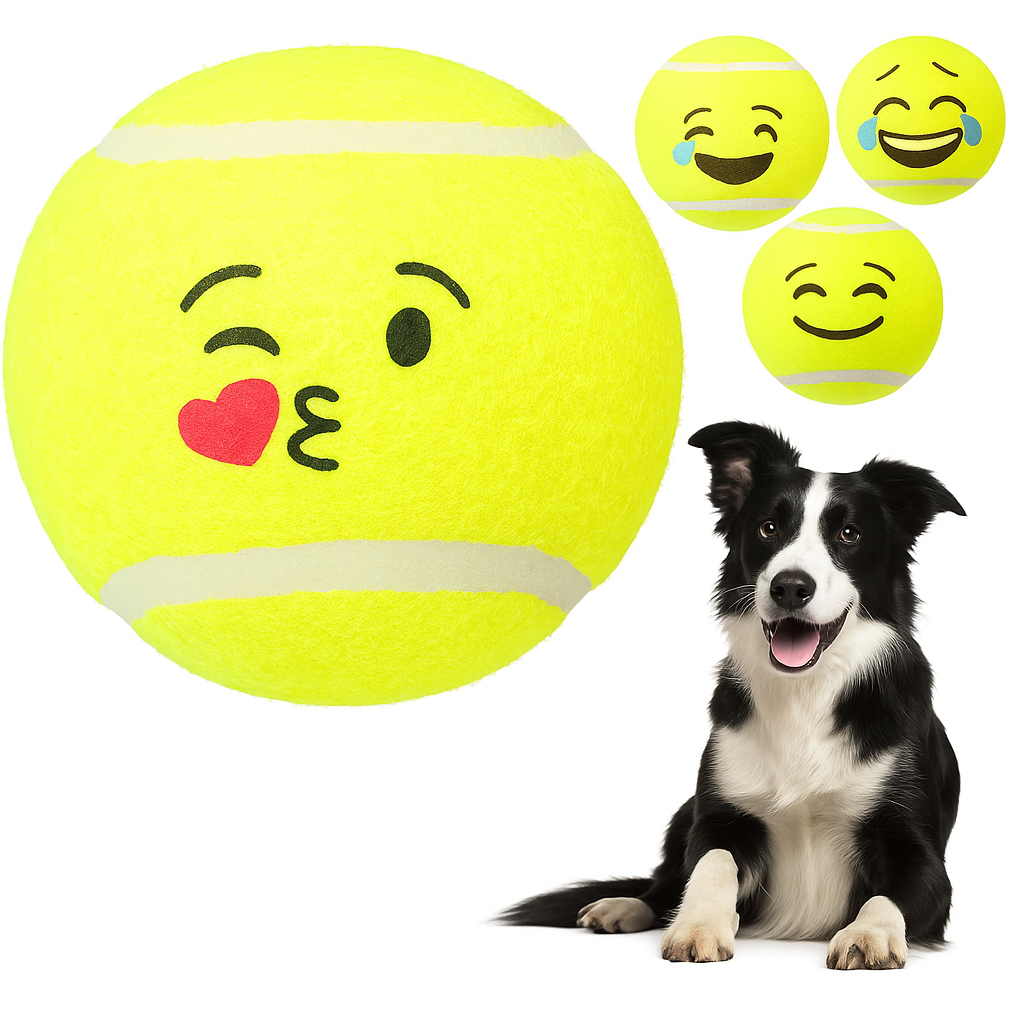 Pelota Emoji de Tenis Para Perros Juguete Mascotas Juego Pelota