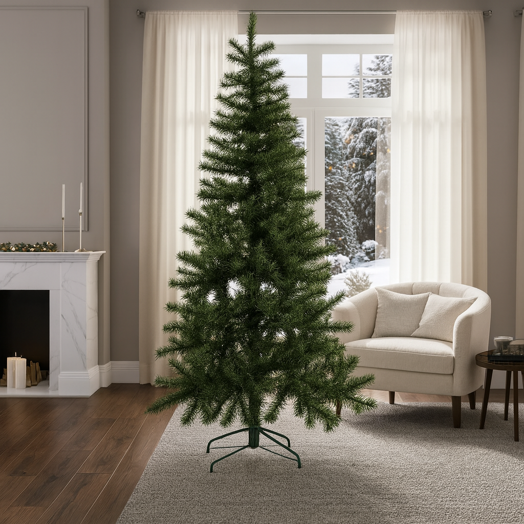 Árbol De Navidad 180 Cm Verde Desmontable Con Base Metálica