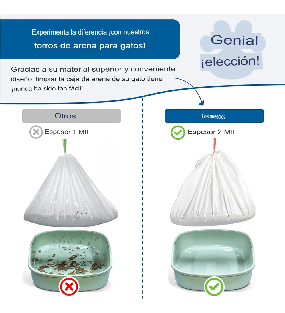 10 Bolsas Arena Para Gatos Con Cordon Bolsa Desechos Mascotas