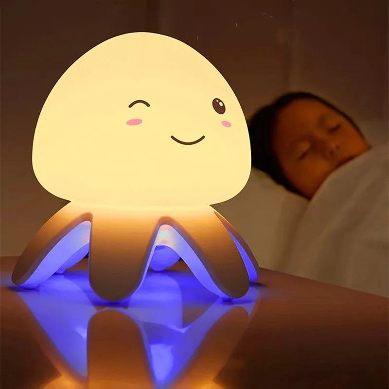 Lampara Led Silicona Medusa Luz Lamparas De Mesa Recargable