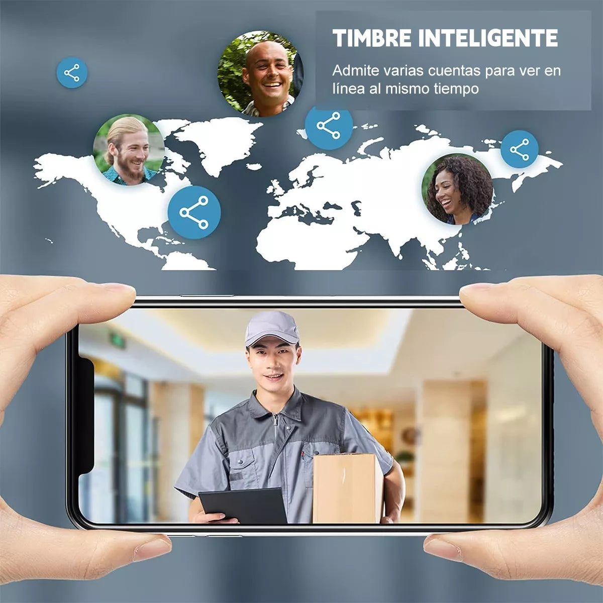 Timbre Inalámbrico Exterior Wifi Cámara 1080p Casa Seguridad Color Negro