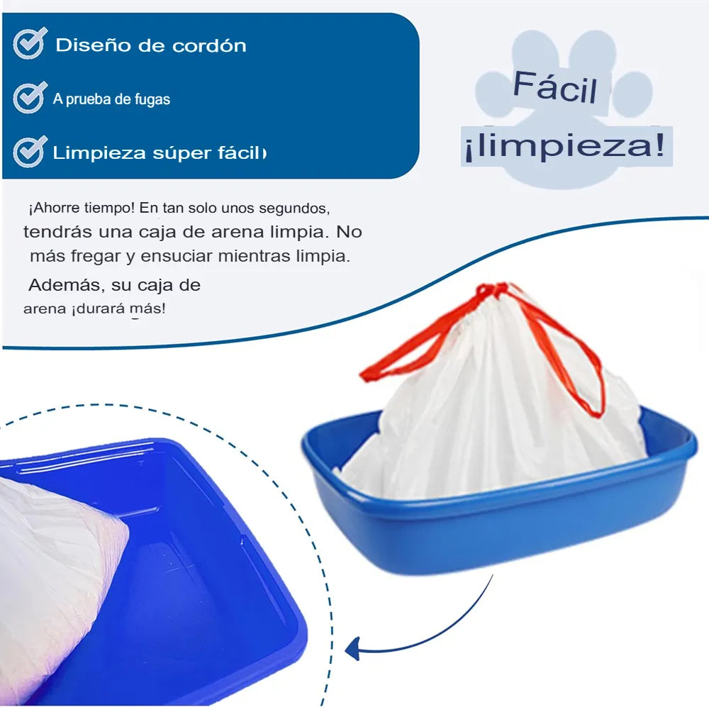 10 Bolsas Arena Para Gatos Con Cordon Bolsa Desechos Mascotas