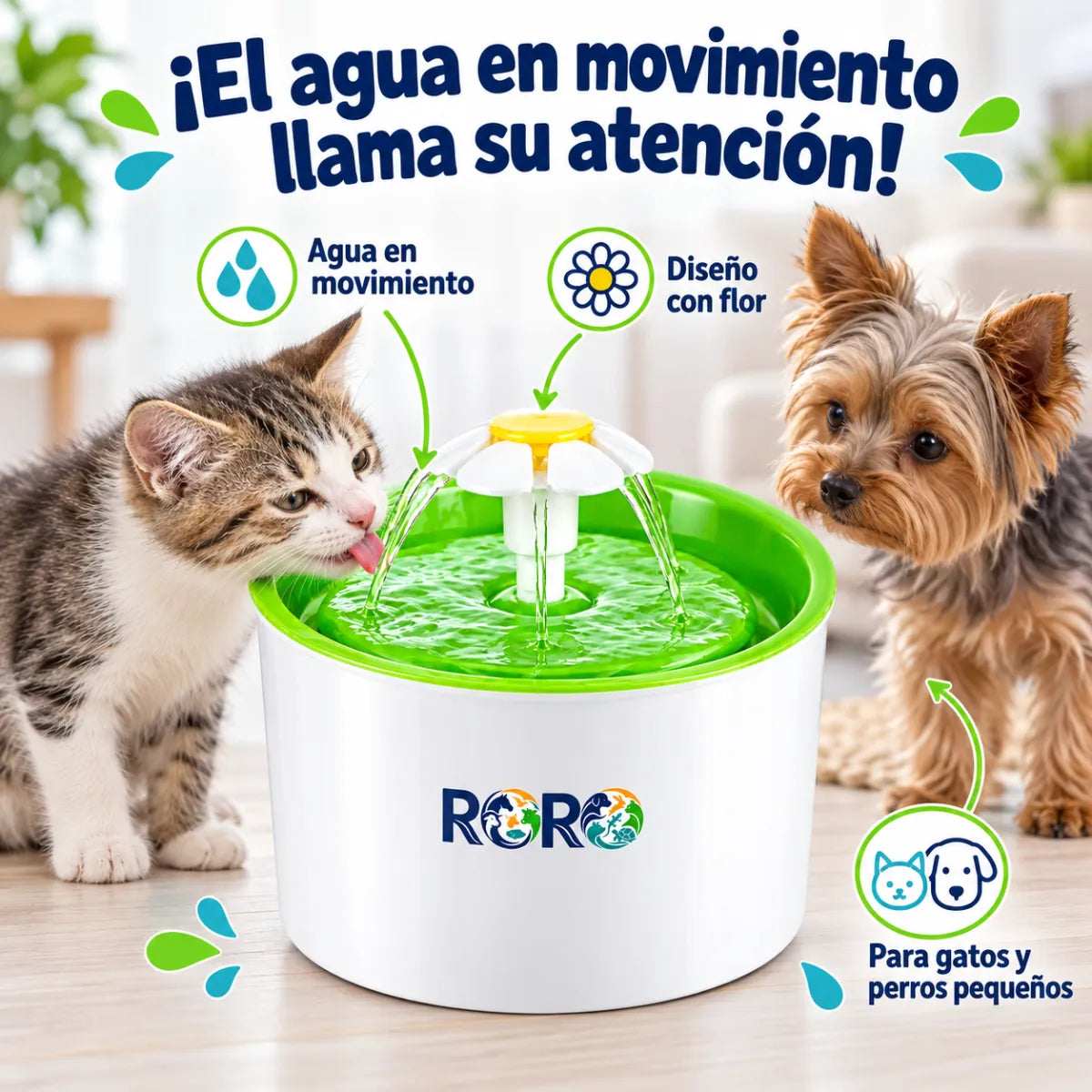 Fuente De Agua Para Mascotas Capacidad 1.6l Bebedero Gatos