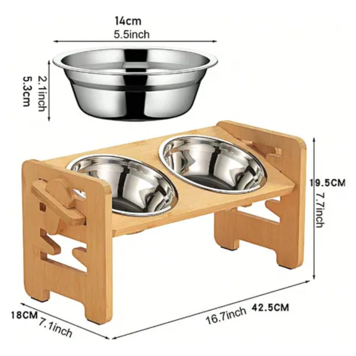 Plato 2 En 1 Comedero Bebedero Ajustable Para Mascotas Perro Gato