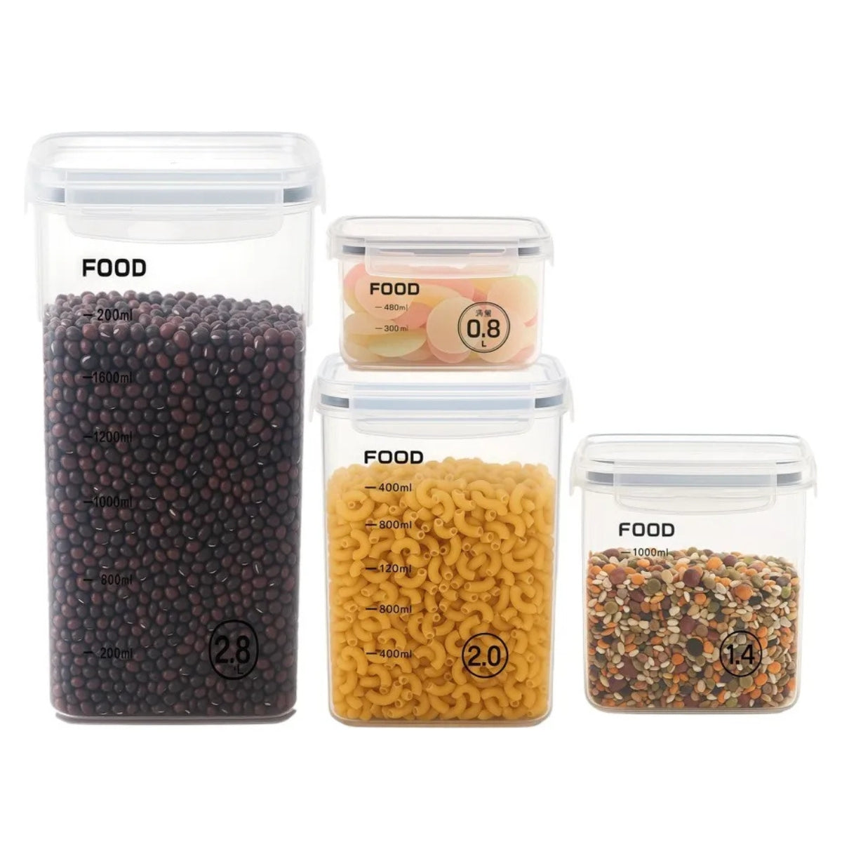 Set 4 Contenedores Hermeticos Envase Organizador Alimentos