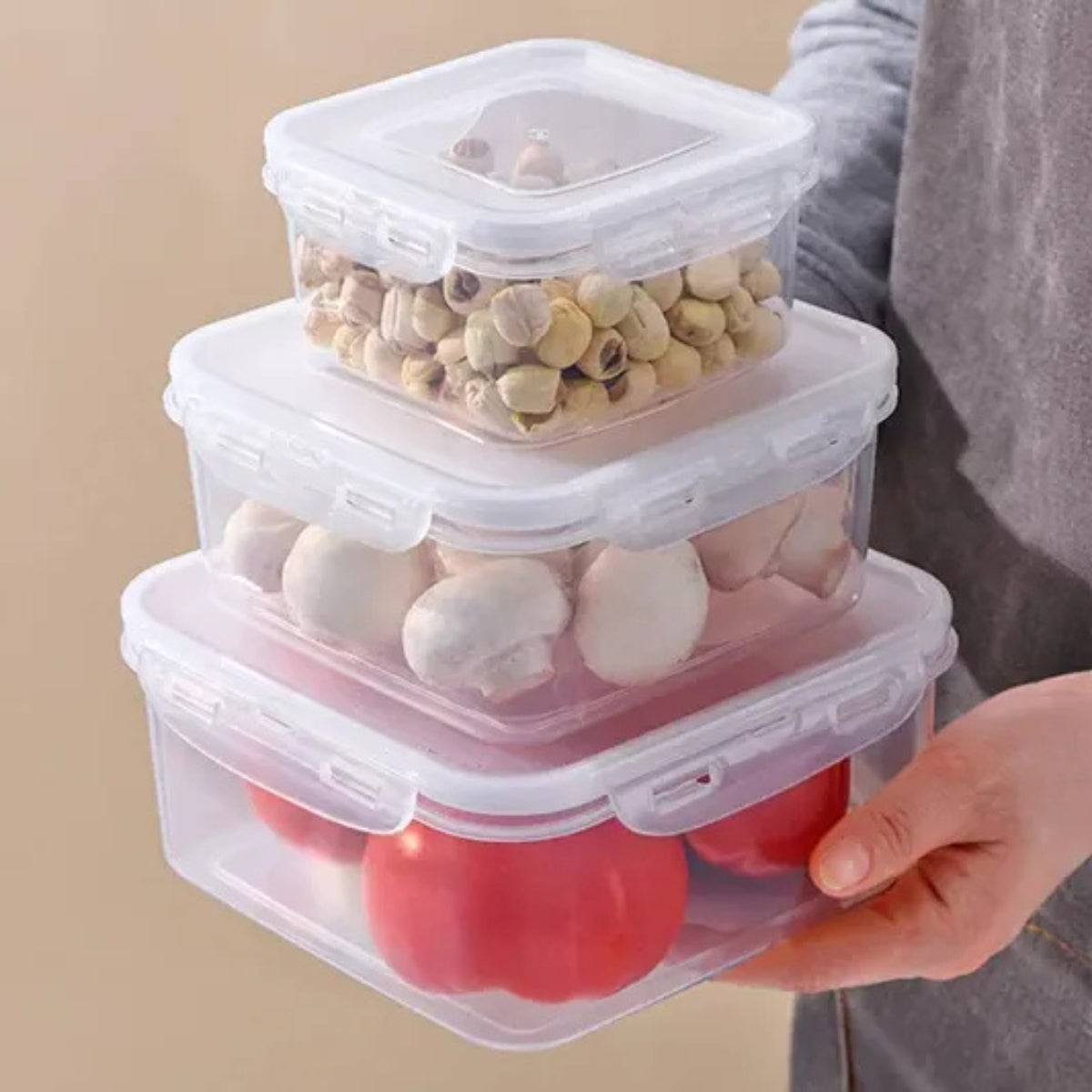 Set 3 Taper Hermetico Plastico Contenedor De Comida Tapper