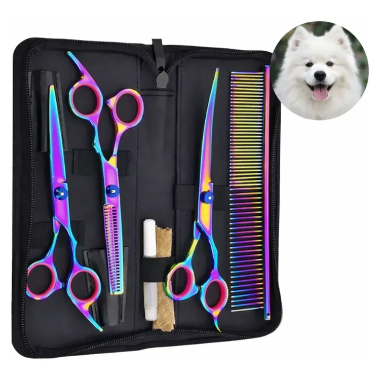 Set Tijeras Peluqueria Canina Kit Corte Pelo Mascotas Perros