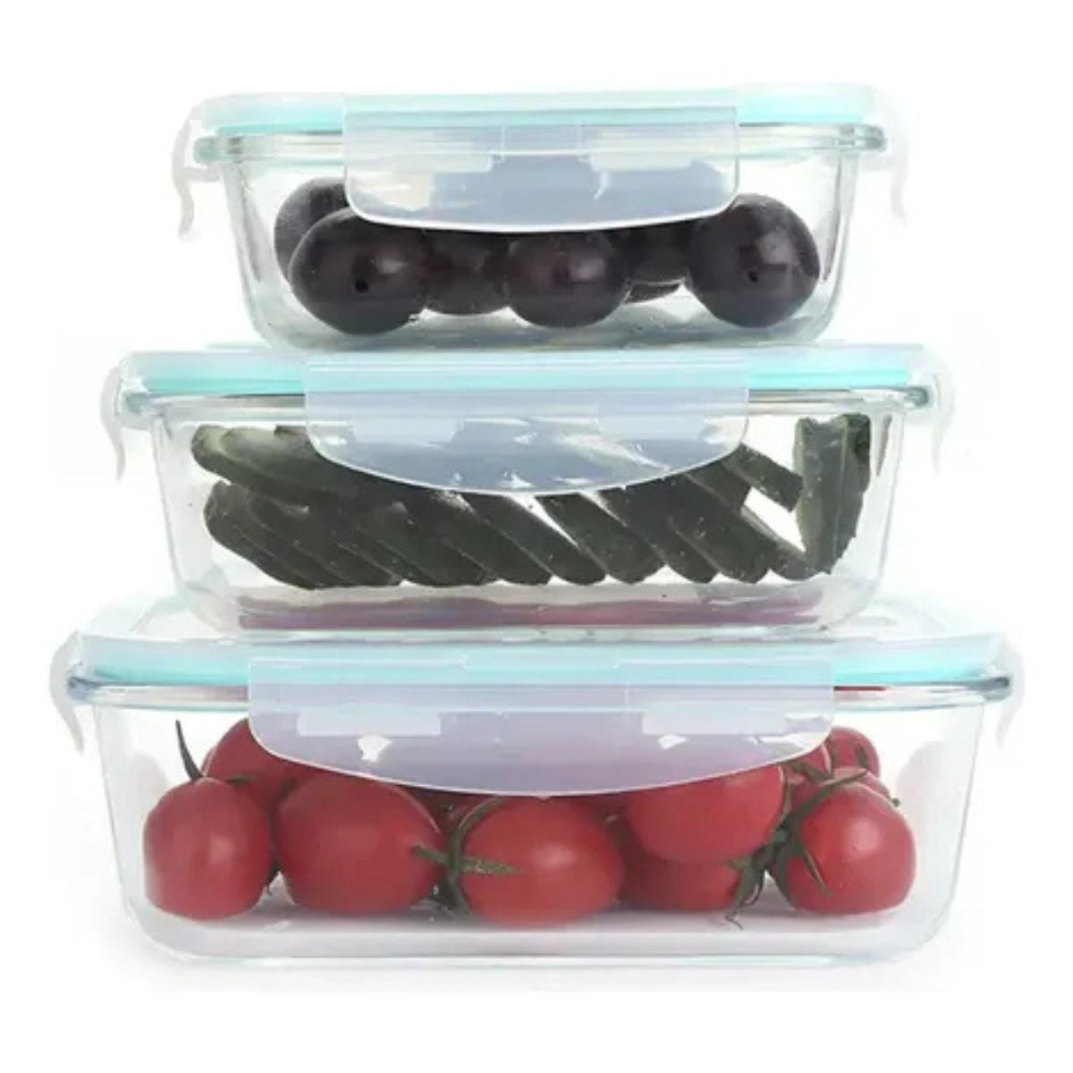 Set 3 Taper Vidrio Contenedor Hermetico Para Comida Tapper