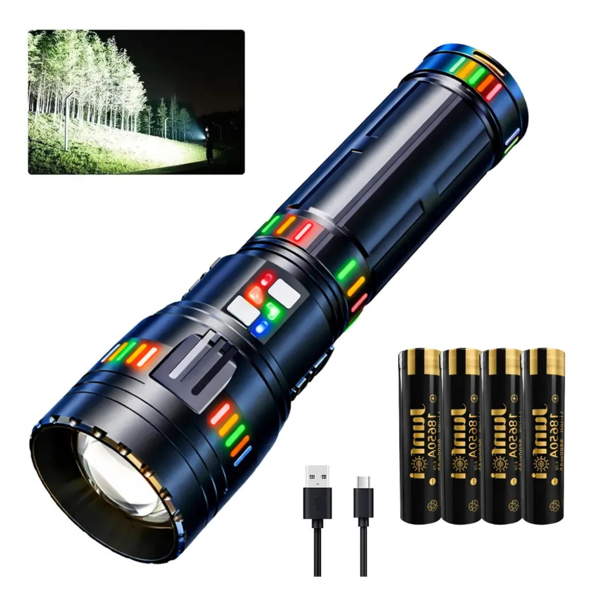 Linterna Recargable Tactica Linterna Led Potente Usb Zoom