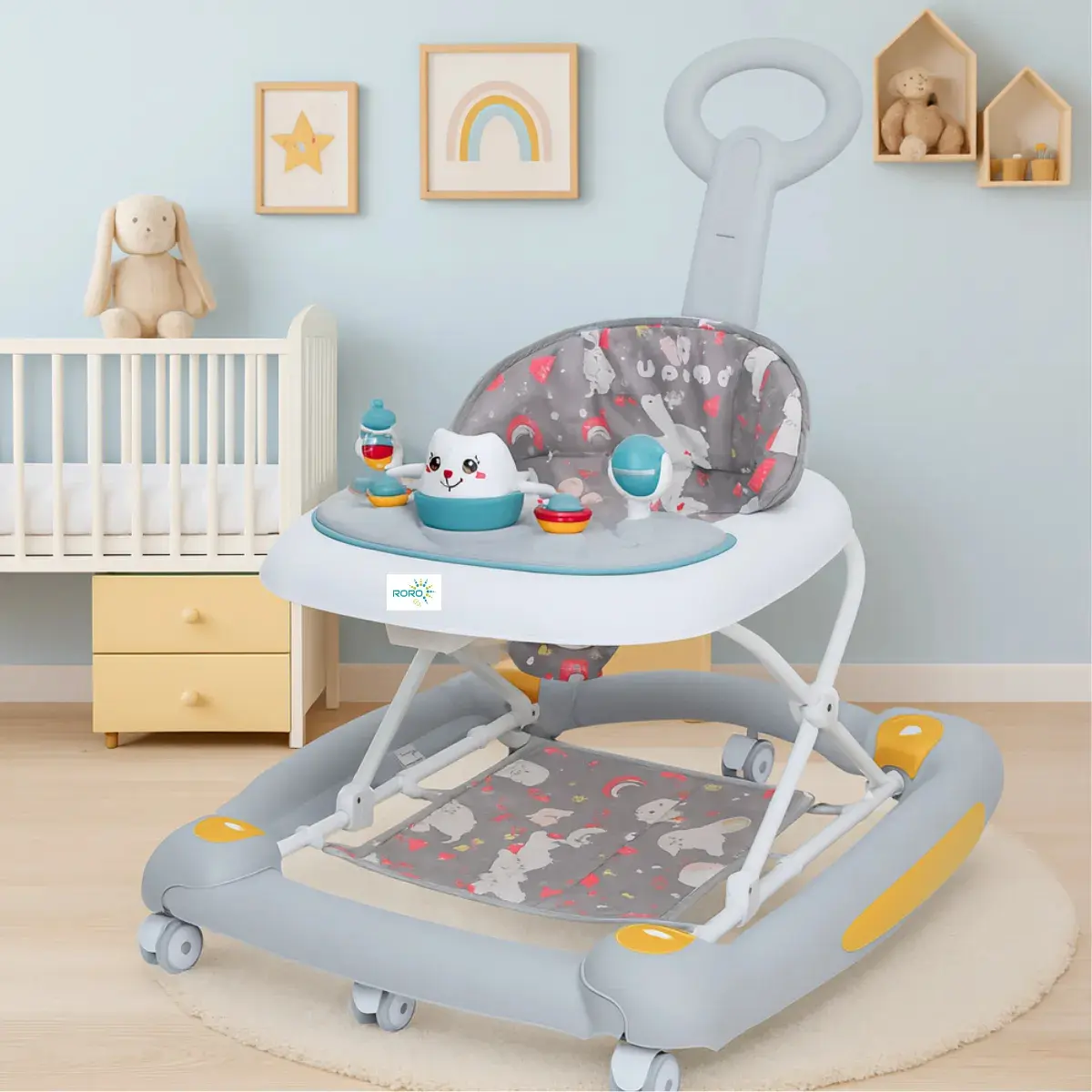 Pack Para tu Bebe Reja De Seguridad + Andador + Oso Parlante
