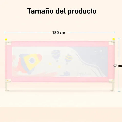 Baranda De Cama Infantil Plegable 180 Cm Seguridad Niños