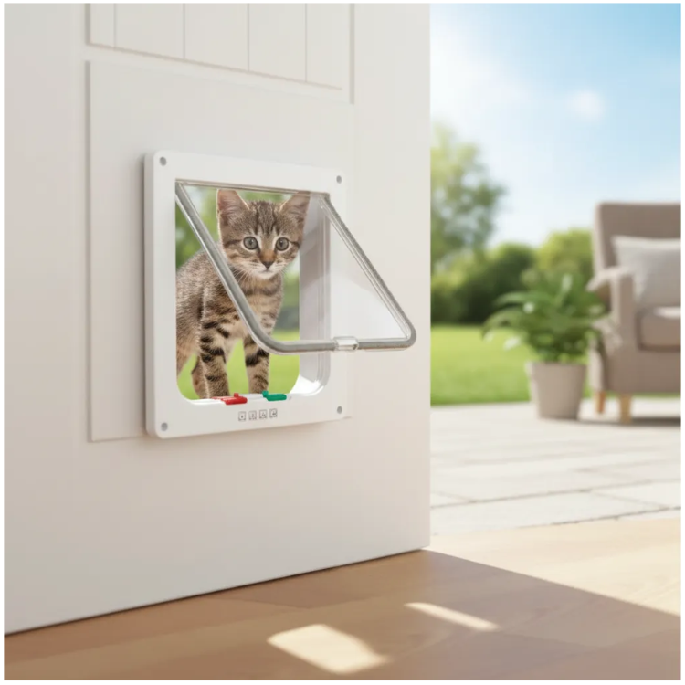 Puerta Abatible Gatos Mascotas Puerta perro pequeño Seguridad Gatera