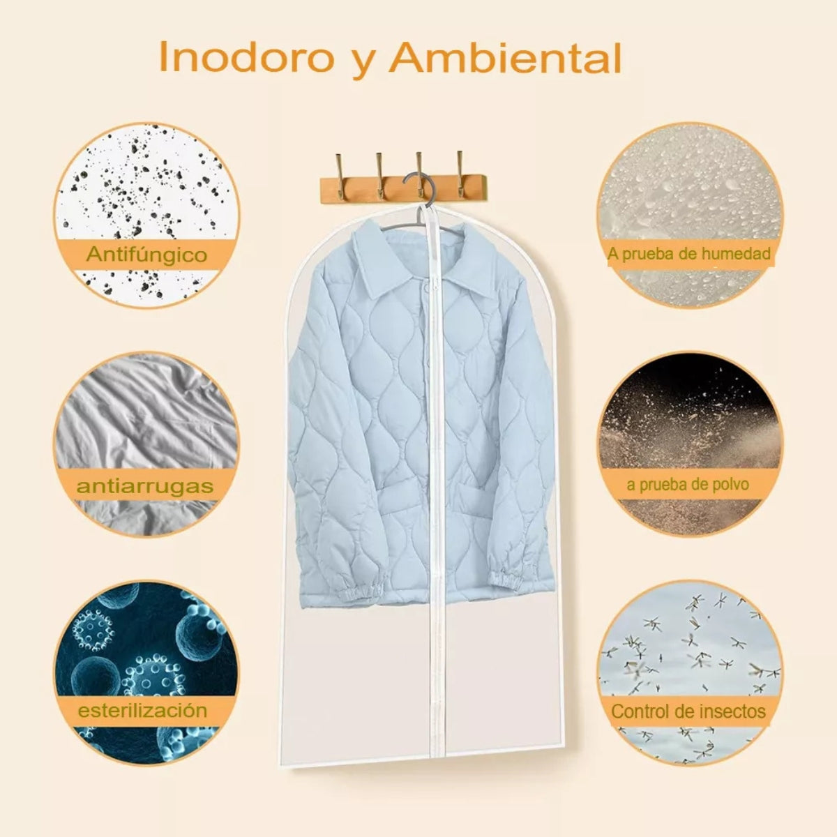 Bolsas Transparentes Cubre Trajes Funda Colgar Closet 60x120 cm