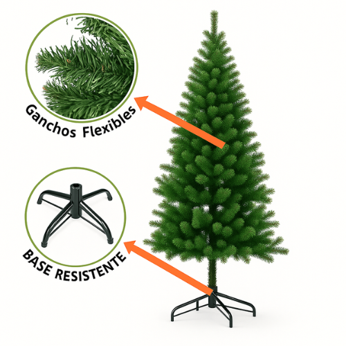 Árbol De Navidad 180 Cm Verde Desmontable Con Base Metálica