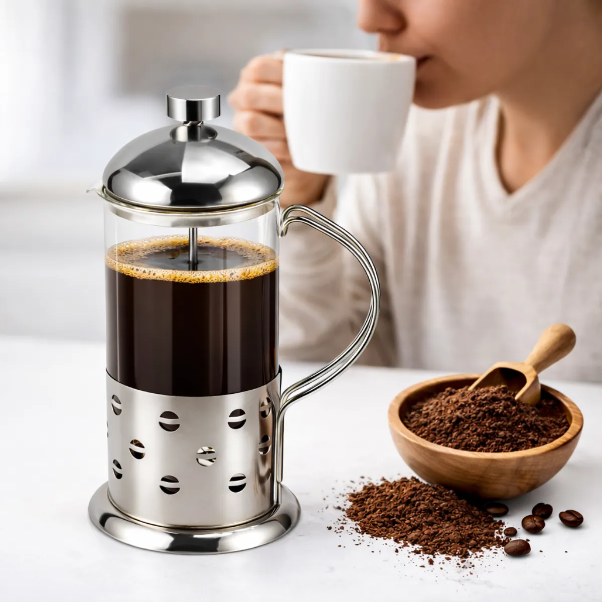 Cafetera Prensa Francesa Vidrio 600ml Manual Cafe Te Prensas