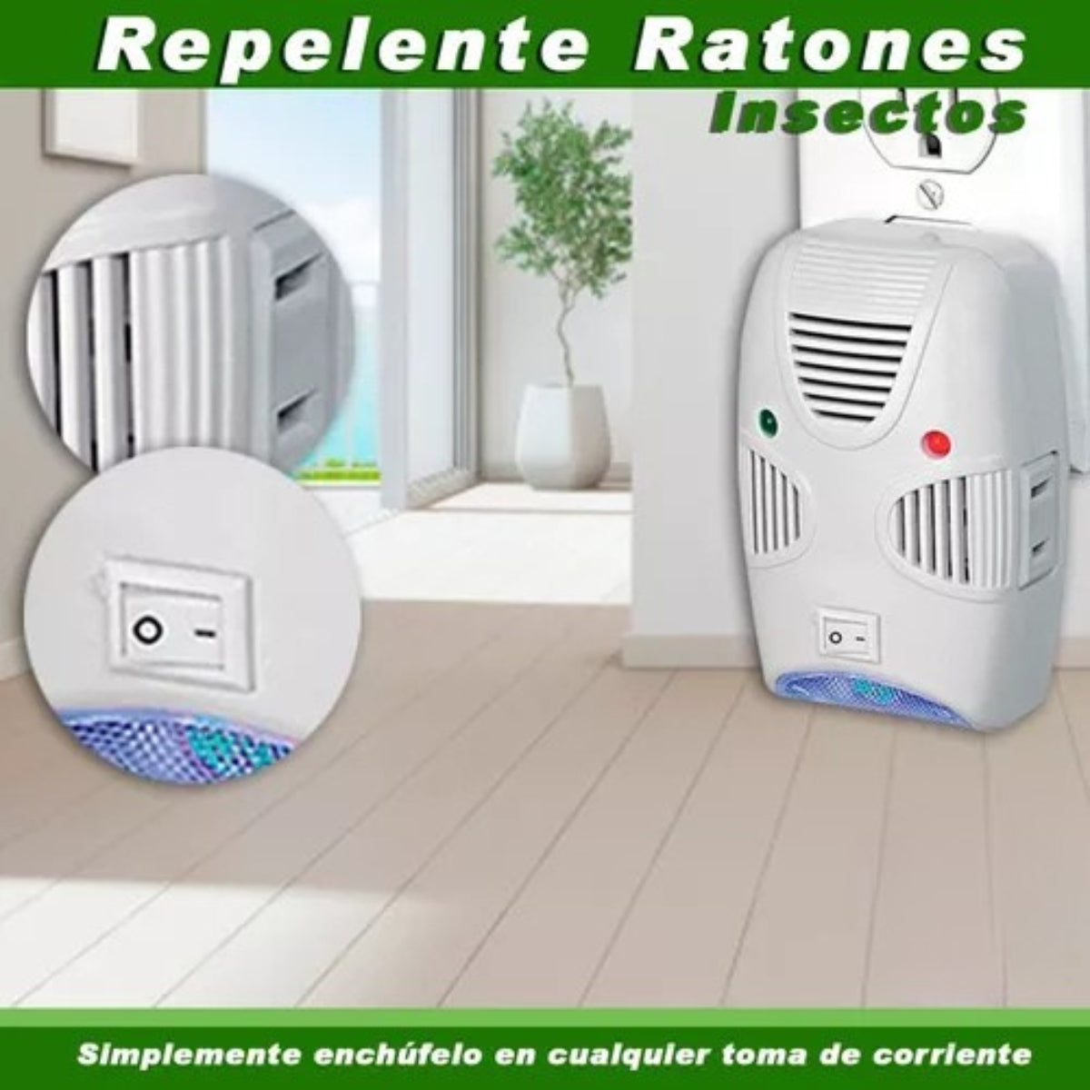 Repelente Ultrasonido Para Ratones Repelente Ratas Verde