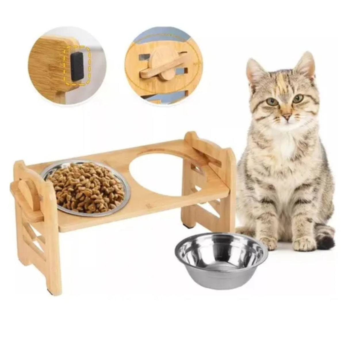 Plato 2 En 1 Comedero Bebedero Ajustable Para Mascotas Perro Gato