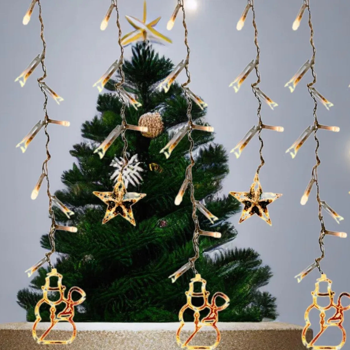 Luces Cascada Navidad Guirnalda Luces Decoración Navideña