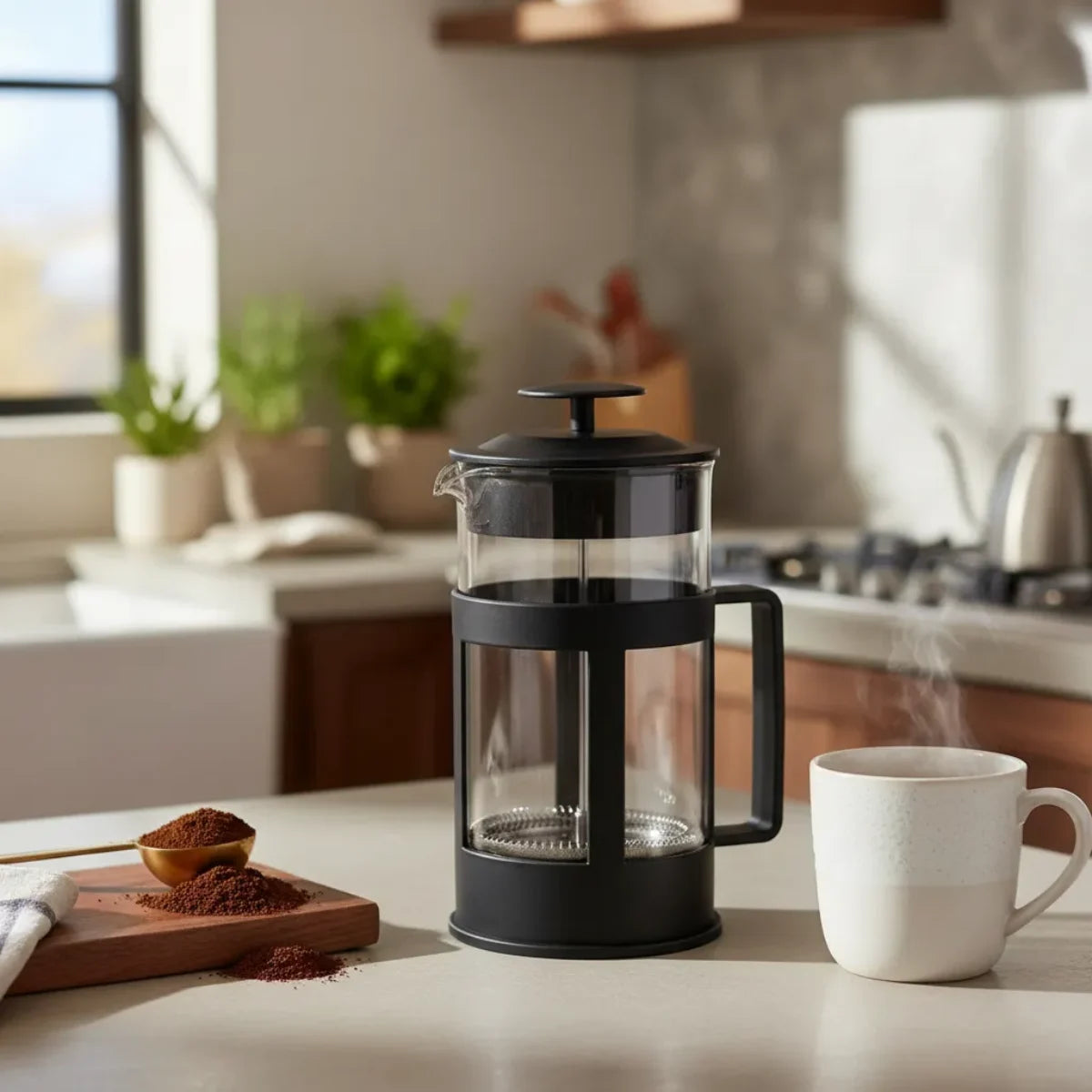 Cafetera Manual Prensa Francesa Vidrio 600ml Cafe Te Prensas