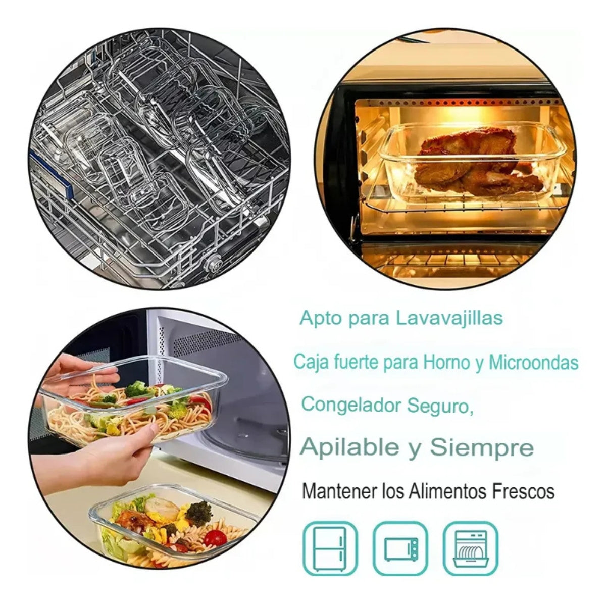 Set 3 Taper Vidrio Contenedor Hermetico Para Comida Tapper