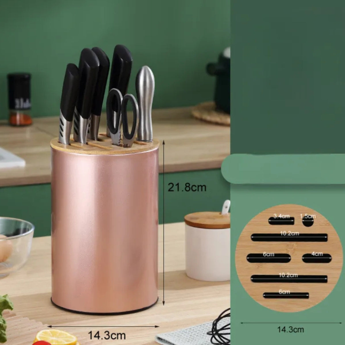 Porta Cuchillos Tapa Bambu Soporte Organizador Para Cocina