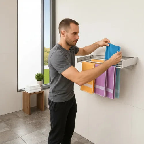 Tendedero Ropa Plegable Para Pared Aluminio Resistente 80cm