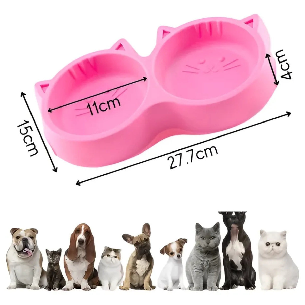 Plato Doble Bebedero Comedero Gato Dispensador Comida Perros