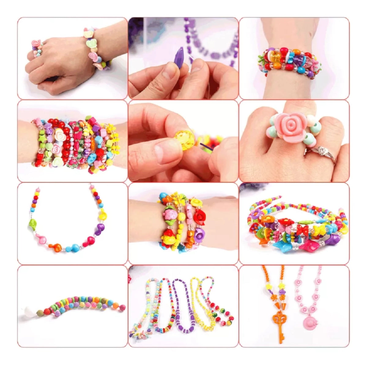 Set De Cuentas Para Hacer Pulseras Collar Accesorios Bisutería
