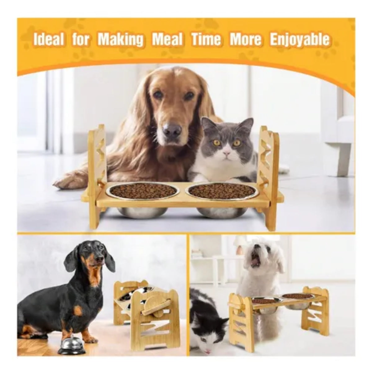 Plato 2 En 1 Comedero Bebedero Ajustable Para Mascotas Perro Gato