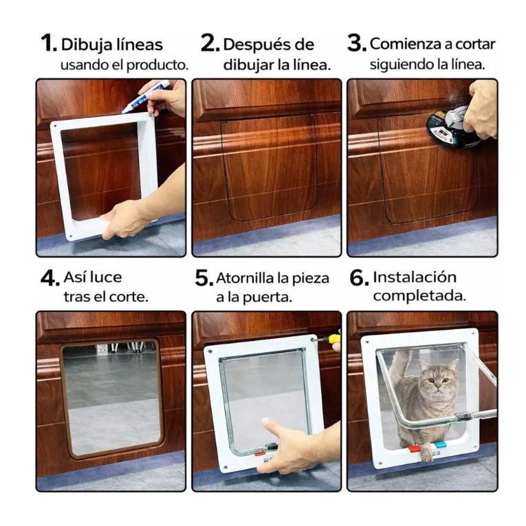 Puerta Abatible Gatos Mascotas Puerta perro pequeño Seguridad Gatera