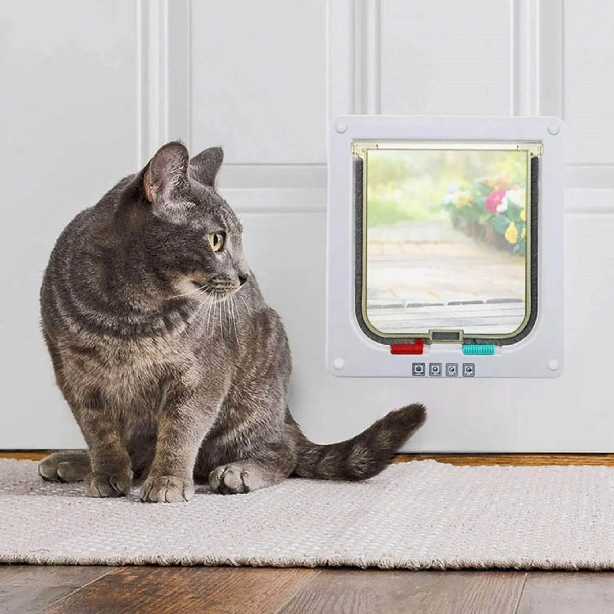 Puerta Abatible Gatos Mascotas Puerta perro pequeño Seguridad Gatera