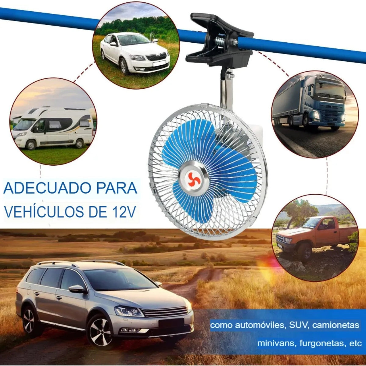 Ventilador Para Auto Ventilador Automovil Oscilante 12v