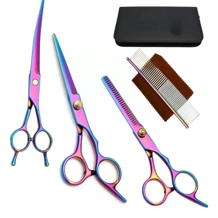 Set Tijeras Peluqueria Canina Kit Corte Pelo Mascotas Perros
