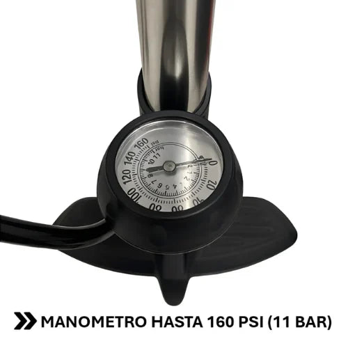 Bomba De Aire Manual 160 Psi Con Manómetro Inflador