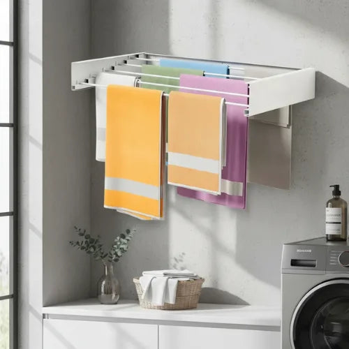 Tendedero Ropa Plegable Para Pared Aluminio Resistente 80cm